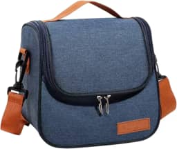 BOLSA TERMICA, MARMITA, PEQUENA, LANCHEIRA, ALÇA OMBRO, TRABALHO, PASSEIO ACADEMIA, PRETA, ESCOLA (Azul)