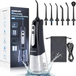 Irrigador dental sem fio para água dental, tanque de 300 ml INSMART profissional DIY modo USB recarregável Irrigador bucal para casa e viagem, IPX7 à prova d'água 4 modos de irrigação para higiene bu