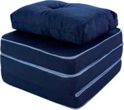 Puff Multiuso 3 em 1 Solteiro Azul com Travesseiro