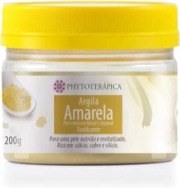 PHYTOTERAPICA- Argila Amarela -Aromaterapia -Máscara facial e corporal -Para pele nutrida e revitalizada, elimina resíduos, previne o envelhecimento precoce e auxilia na remoção de mancha solar - 200g
