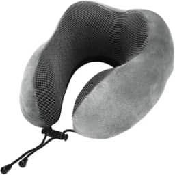 Almofada Travesseiro de Pescoço Para Viagem Descanso Viscoelástica Ajustável Ergonômico Carro Avião Onibus (Cinza)