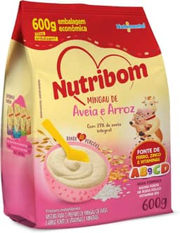 Nutribom Mingau Aveia E Arroz 600G - Com 39% De Aveia Integral Fonte De Ferro Zinco E Vitaminas