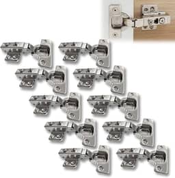10x Dobradiça Baixa 35mm Reta C/Amortecedor Pistão Porta de Armário Cozinha Guarda Roupa Móveis de Madeira Caneco de 32mm Dobradisa Dobradica 35mm