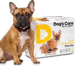 DOG’S CARE Fralda Descartável Para Cães Machos - Fralda Absorvente Para Cachorros Idosos e Filhotes - Tamanho M - Cintura de 33 a 53cm - 12 Unidades