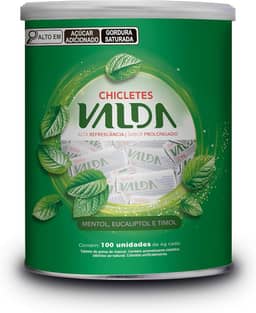 Pastilhas Valda Chiclete Valda Tablete Classic Com Mentol Eucaliptol E Timol – Sabor Menta - Hálito Perfumado - Refrescância Instantânea – 1 Pote 100 Unidades 4G Cada