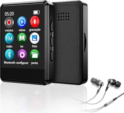 MP3 MP4 Player Bluetooth 5.3 Música Digital Portátil MP3 Player Bluetooth com Alto-falante Rádio FM Som sem Perdas HiFi Suporte TF Card de Até 128 GB Preto(APE/MP3/WMA/WAV)