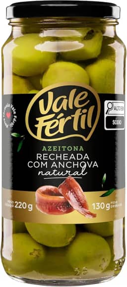 Vale Fértil Azeitona Verde Em Conserva Recheio Anchova Vidro 130G