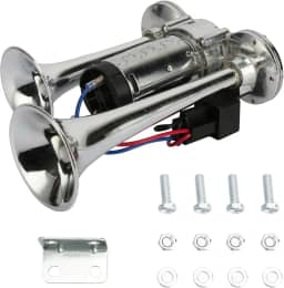 Buzinas de ar de trem de caminhão 12V 600DB trompetes duplos kit de buzina de ar de carro elétrico super alto com compressor - aplicável para veículos carros SUV caminhões trens caminhões barcos navio