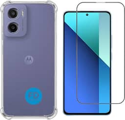 Kit Capa Capinha Anti-Impacto Premium Transparente + Película de Cerâmica 9D ou Privacidade 9D para Motorola Moto G05 - FD Acessórios. (Capa + Película Cerâmica 9D)