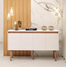 Buffet Para Sala De Jantar Estar 1.15m Aparador com Portas e Nichos Design Moderno