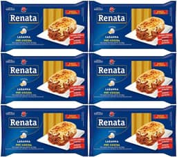 Kit com 6 Pacotes de Massa de Sêmola com Ovos para Lasanha Pré-Cozida de 200g cada - Renata