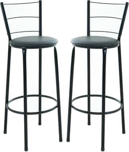 Kit 2 Banquetas Altas 3 Arames, 70 cm, para Cozinha e Balcão, Acabamento Preto, Assento em Junco (PRETO)