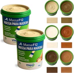 KIT 2 Massa F12 De Calafetar E Correção Madeira 400g - Cores (MARFIM)
