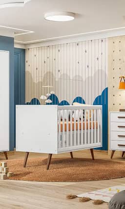 Berço Americano Qencanto 3820 Qmovi Branco + Colchão Gazin