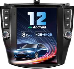 Kit de painel de rádio estéreo automotivo de 24,6 cm para Accord 7ª edição 2003 2004 2005 2006 2007, sem fio, CarPlay Android Auto, 8 núcleos, mapas offline integrados, GPS, Bluetooth, WiFi, câmera de