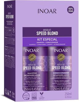 Inoar, Speed Blond Kit Duo – Shampoo e Condicionador Matizador com Óleo de Argan, Azuleno e Ativos Vegetais para Cabelos Loiros e Grisalhos - 250ml
