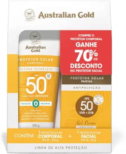 AUSTRALIAN GOLD PROMOPACK PROTETOR SOLAR GEL CREME CORPORAL/FACIAL FPS 50 200 G/ 50 G