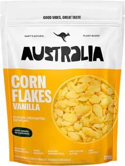 Hart's Natural Cereal Matinal Cornflakes Australia, Sem Adição de Açucar, Sem Glúten, Sem Lactose, Vegano, 100% Natural, Alto em Fibras, 220g