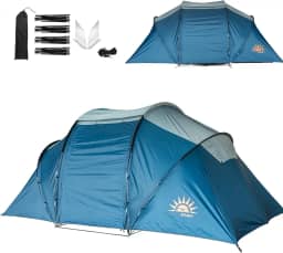 Barraca de Túnel 6-8 Pessoas, Parede Dupla e 4 Estações, Ideal para Acampamento em Família, Trekking e Aventuras ao Ar Livre.