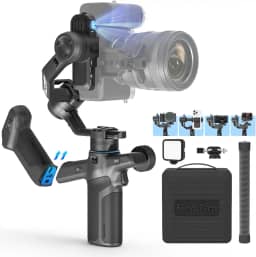 FeiyuTech SCORP Mini 3 Pro [Kit] Gimbal para câmera – Rastreamento AI 4.0, alça removível [bolsa + luz de preenchimento + haste de extensão] Carga útil de 2 kg – Estabilizador cardan para câmera sem