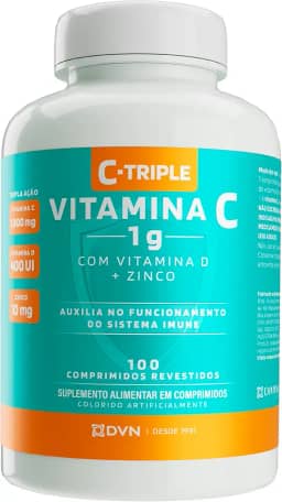 Divina Pharma C-Triple - Vitamina C 1G + Zinco 10Mg + Vitamina D 400Ui X 100 Comprimidos