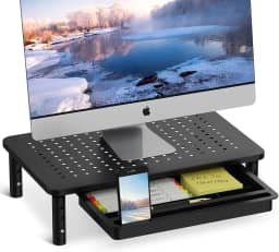 Suporte Monitor Mesa Metal Stand Ajustável Laptop Base monitor Escritório Casa Suporte Monitor Computador com Gaveta 3 Alturas Ajustáveis ​​para Armazenamento Mesa