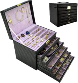 Caixa Para Joias Bijuteria 5 Gavetas Luxo Preto CBRN10714