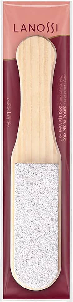 Lixa e Pedra Pomes Wood para Pés, com Cabo, Lanossi.