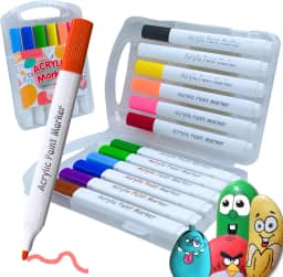Conjunto de Marcadores de Tinta Acrílica Tringular, Canetinhas Acrílica para Artesanato, Caneta Acrilica Para Pintura em Pedras, Madeira, Tela, Vidro e Cerâmica Para Crianças e Adultos (12 cores)