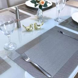 Kit 6 Peças Jogo Americano Retangular - Sousplat para Mesa Posta - Jogo Americano Elegante para Jantar, Almoço e Café - Lavável e Resistente - Shop100 (Cinza Azulado)