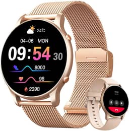 Relogio Smartwatch Feminino Redondo Tela Full Touch 1.32",IP68 à Prova d'Água,Ligações Bluetooth,100+Modos,Recebimento Notificações,Faz e Recebe Chamadas Funções Relógio Smartwatch Inclui 2 Pulseiras