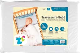 Travesseiro para Bebe Anatomico Ideal para Berço Montessoriano - 65 x 45 cm - Branco - Fibrasca