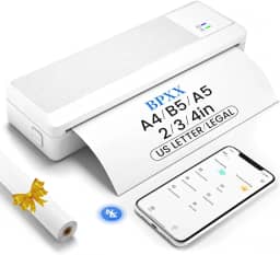 Impressora portátil P83 para viagem sem fio, impressora térmica sem tinta, suporta 21,6 cm x 28 cm e papel térmico A4, impressora móvel Bluetooth compatível com iPhone e laptop Android, branca