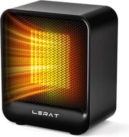 Lerat Aquecedor elétrico de espaço, pequeno aquecedor para uso interno, 500 watts de alta potência e 2 velocidades, mini aquecedor pessoal para acampamento de mesa de escritório, preto