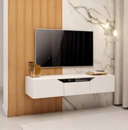 Rack Para Sala De Estar Modelo Fit 1.07m Design Compacto para TV e Organização de Eletrônicos