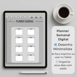 Planner Semanal Digital Minimalista, Para Tablet ou Impressão, Design Elegante com Layout Diário e Seção de Notas