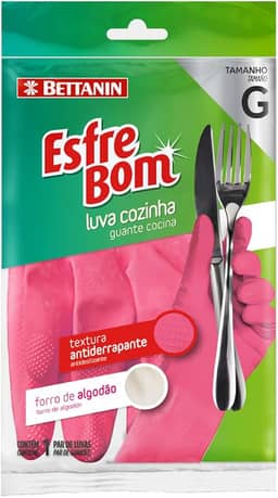 EsfreBom - Luva de Látex para Cozinha Tamanho G, Cor Rosa, Bettanin