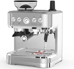Máquina de café expresso profissional com moedor integrado e espumador de leite, 15 barras de cappuccino e latte, presente para entusiastas de café, mamãe e papai