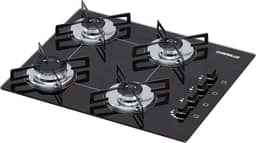 Cooktop 4 bocas Chamalux ultra chama Bivolt Gás Natural Trempe de Chapa Preto