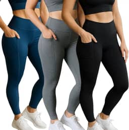 KIT 3 CALÇAS Legging LISA com BOLSO Leg Fitness Academia Corrida Cintura Alta 1059
