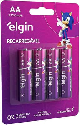 Pilha recarregável AA 2700Mah Elgin Com 4 unidades Comum