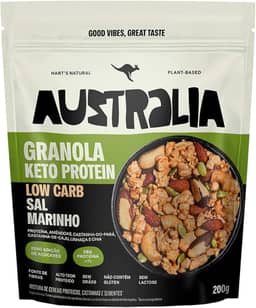 Hart's Natural Granola Australia Low Carb Keto Protein Sal Marinho Crunch, 28g de Proteína, Granola Sem Açucar, Sem Lactose, Sem Glúten, Vegano, 200g