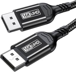 Cabo DisplayPort 16K 2.1, DP 2.1 80Gbps Cabo 3,3FT suporta 16K @60Hz, 10K@60Hz, 8K@120Hz HBR3 4K@240Hz 165Hz 144Hz 60Hz, HDCP DSC 1.2a, HDR10 FreeSync G-Sync para placa de vídeo de monitor de jogos
