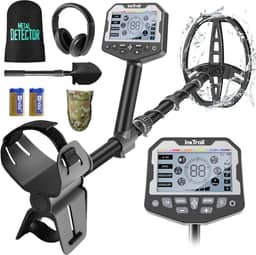 InkTrail Detector de metais para adultos profissionais, detectores de metais pontuais com bobina de pesquisa à prova d'água de 28 cm para detecção de ouro, maior precisão, visor LCD maior, 5 modos,