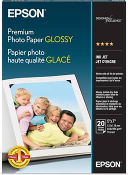 Epson Papel fotográfico premium S041464, 30 kg, alto brilho, 5 x 7 (pacote com 20 folhas)