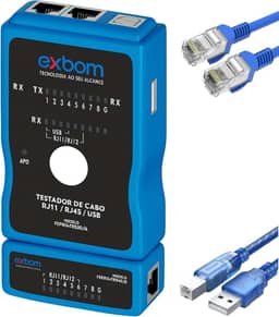 Testador de Cabo RJ45 RJ11 USB | Rede e Impressora | LED Sequencial | Exbom FEPRO-TR230