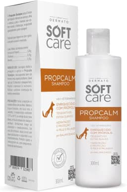 Propcalm Shampoo 300mL - Shampoo para higienizar a pele e a pelagam de cães e gatos com peles sensíveis, ressecadas ou sensibilizadas por patógenos - Enriquecido com própolis -Extrato de Própolis protege contra agentes externos e o Mentol proporciona alívio e prolonga a sensação refrescante do banho