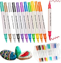 Canetinhas De Pintura De Tinta Acrílica 12 cores Duas Cabeças Caneta Acrilica Para Madeira Vidro Cerâmicas Artesanato Tecido Plástico Marcador Acrilico para Pintura