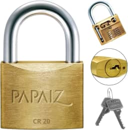 Cadeado Pequeno 20mm Haste Curta Latão Maciço Dourado Com Chave| Papaiz