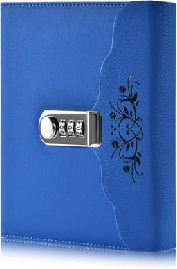 ARRLSDB Lock Diary Caderno de couro para escrever caderno organizador de senha digital com bloqueio diário pessoal (azul)